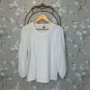 Universal Thread White Gauze Long 3/4 Length Sleeve Top - Size Large